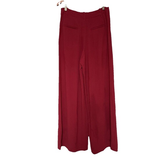 NWT Alice + Olivia Dylan Size 10 High Waisted Wide Leg Trousers Wine Red Bordeau - Picture 5 of 14